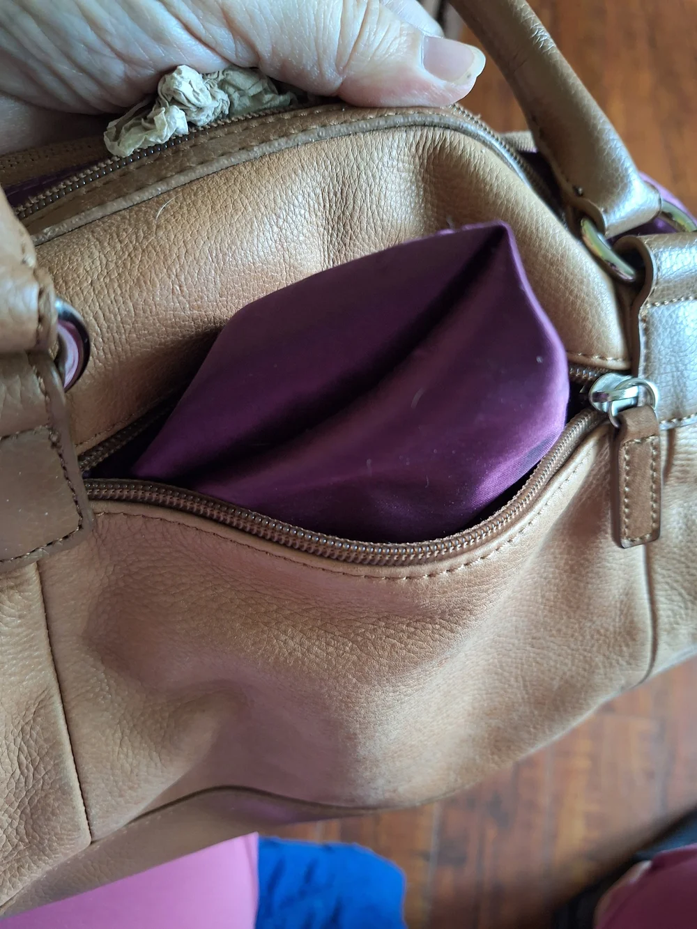 Worthington Brown Leather Satchel Handbag
